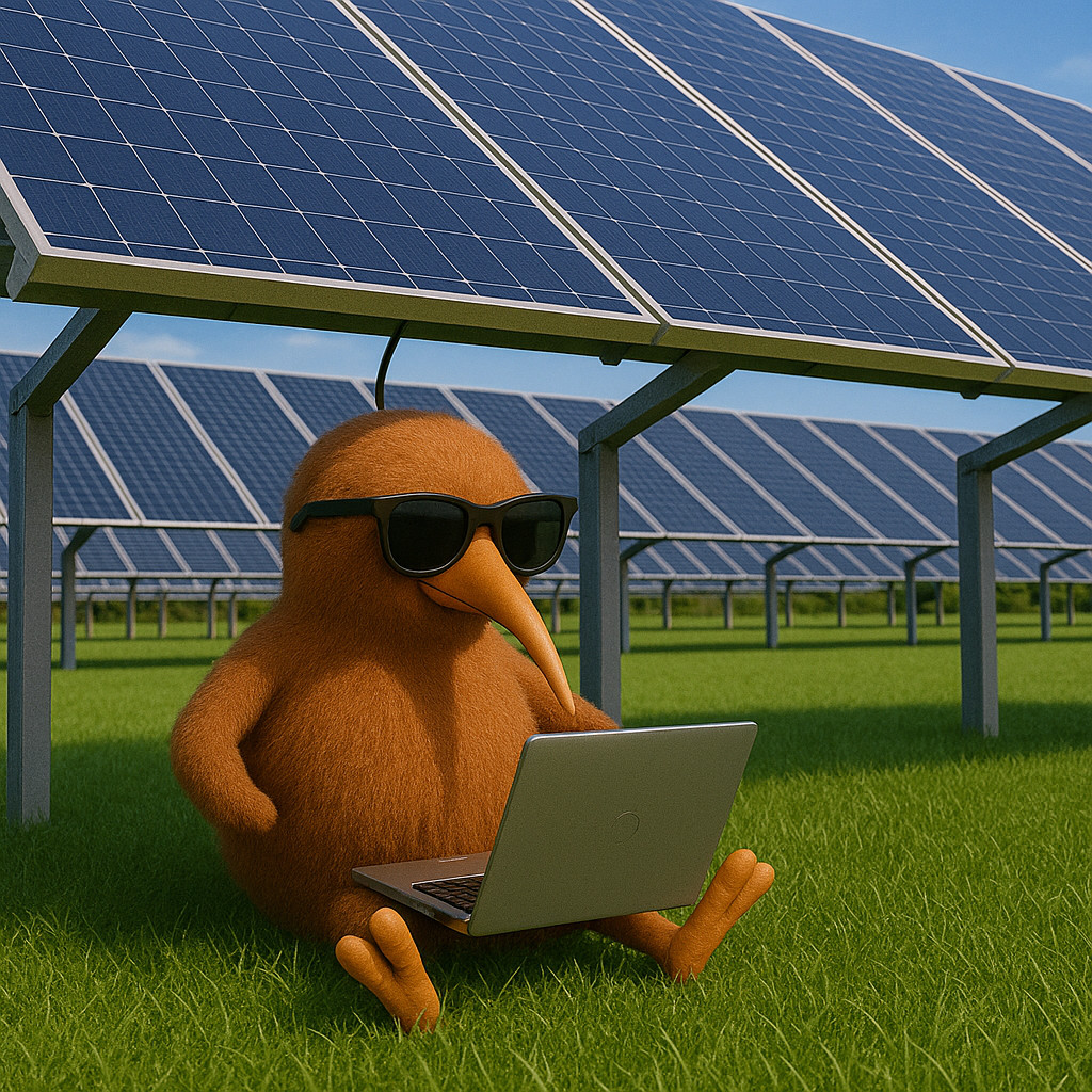 Kiwi under solar panels